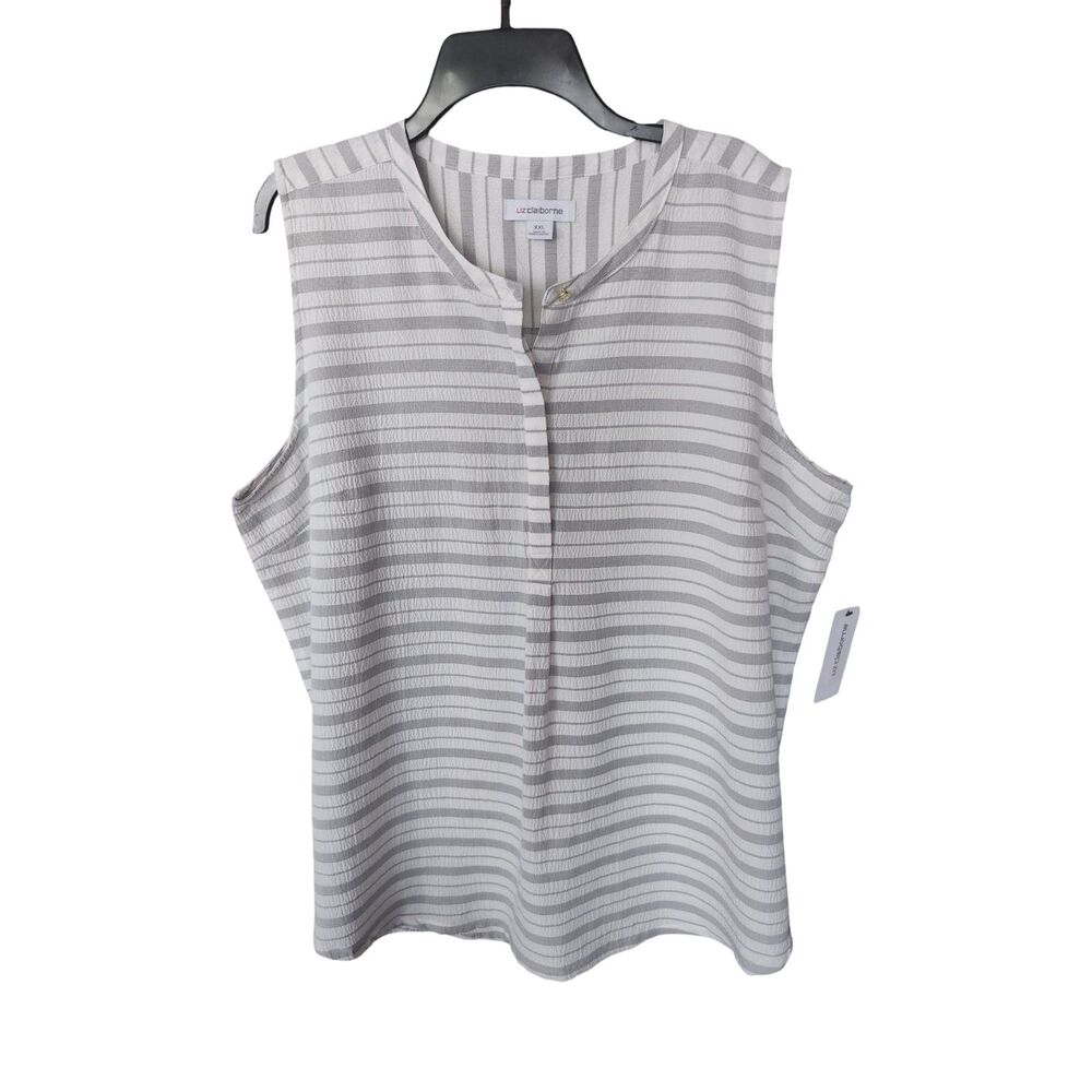 Liz Claiborne NWT Striped Sleeveless Top Seersucker Blouse